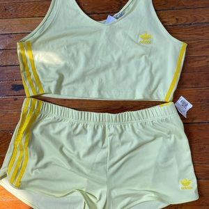 NEON ADIDAS SHORT AND TANK SET